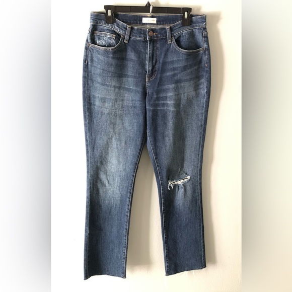 Oliver Logan Denim - Oliver Logan Blue Distressed Ankle Jeans Premium Denim High Rise